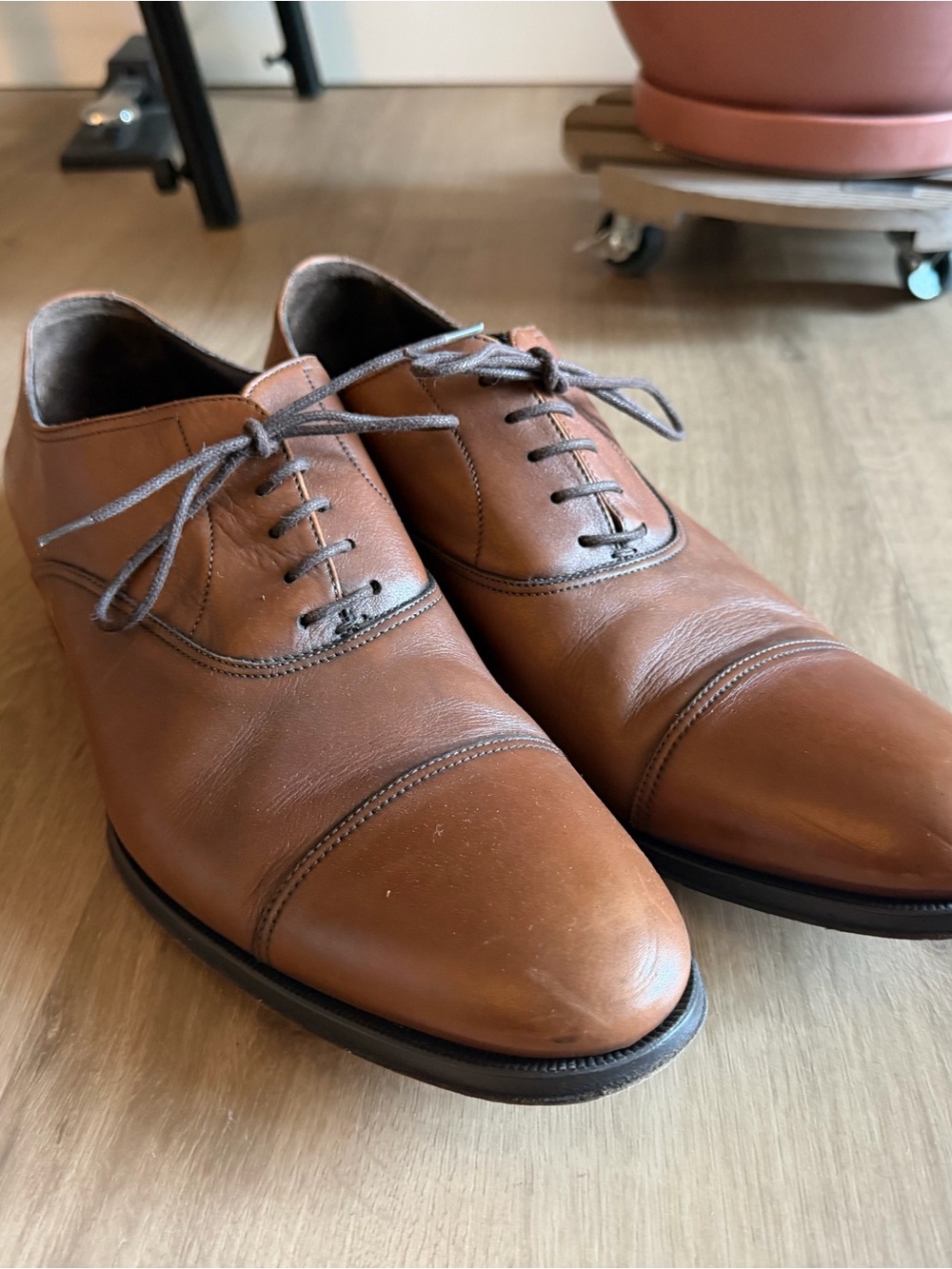 To Boot Tan Brown Cap-Toe Oxford Dress Shoes